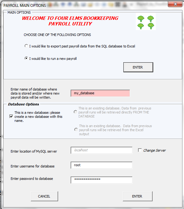 First data entry form for payroll